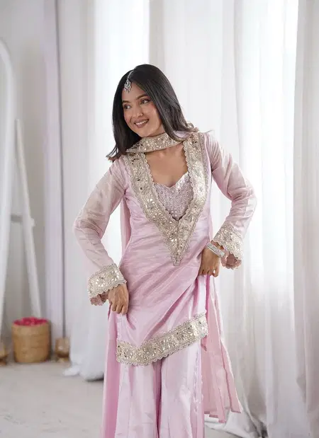 Tew Frendy Silk With Mirror Work Designer Plazzo Suits Suppliers In India